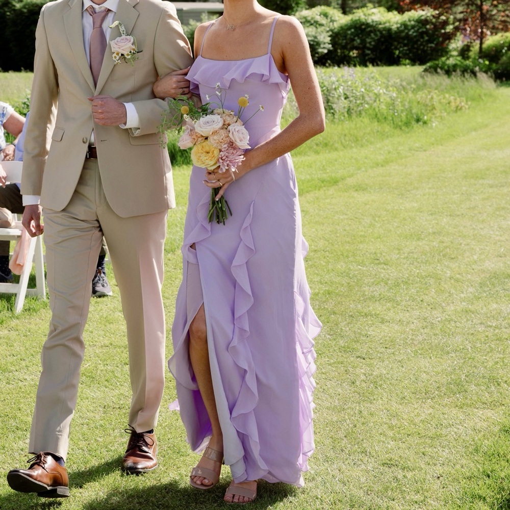 Lilac Ruffle Bridesmaids Dress